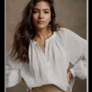 Banana‎ Republic White Balloon Sleeve Peasant Blouse Sz Small Renfair